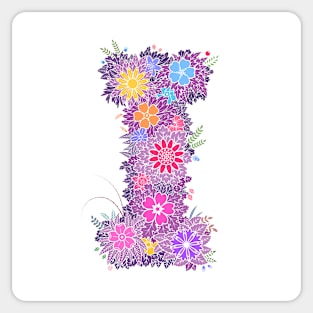 "I" Floral Letter Monogram Sticker